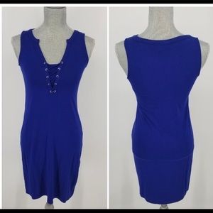 WHBM Blue Sleeveless Tie Up Dress XXS